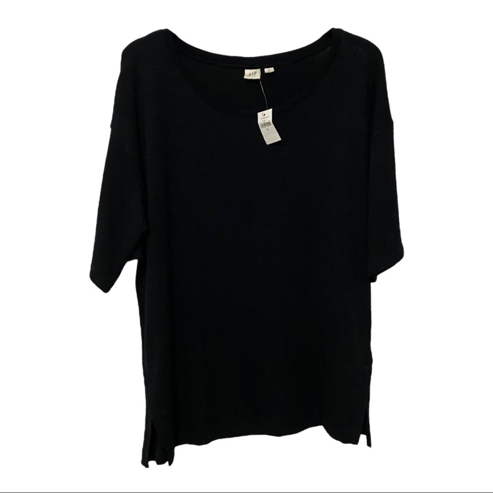 NWT GAP Women’s Boyfriend Relaxed Fit Black Round Neck T-Shirt Sz M